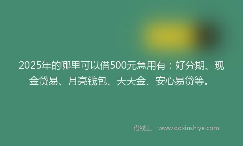 2025年的哪里可以借500元急用有：好分期、现金贷易、月亮钱包、天天金、安心易贷等。