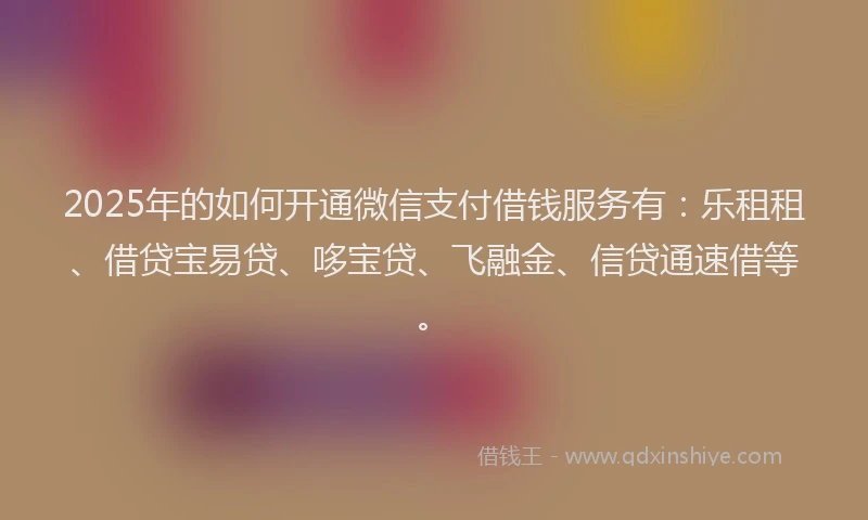2025年的如何开通微信支付借钱服务有：乐租租、借贷宝易贷、哆宝贷、飞融金、信贷通速借等。