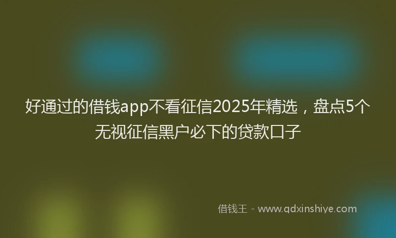 好通过的借钱app不看征信2025年精选，盘点5个无视征信黑户必下的贷款口子