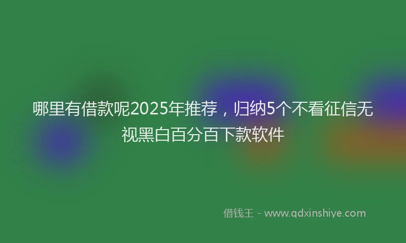 哪里有借款呢2025年推荐，归纳5个不看征信无视黑白百分百下款软件