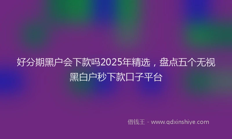 好分期黑户会下款吗2025年精选，盘点五个无视黑白户秒下款口子平台