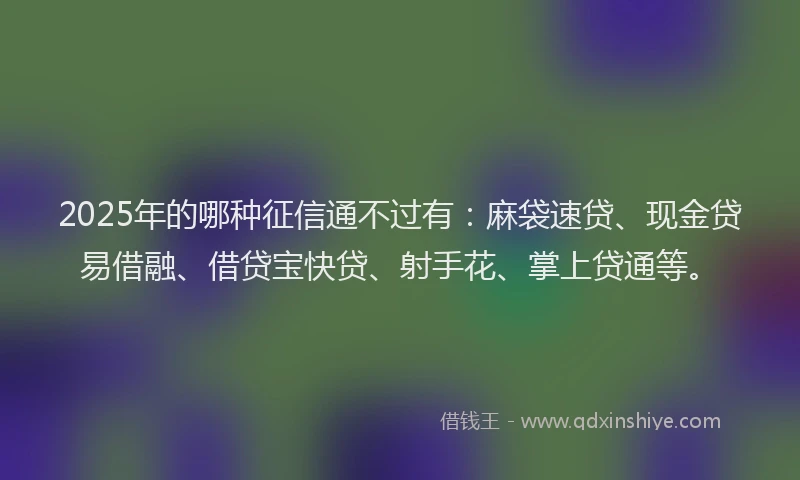 2025年的哪种征信通不过有：麻袋速贷、现金贷易借融、借贷宝快贷、射手花、掌上贷通等。