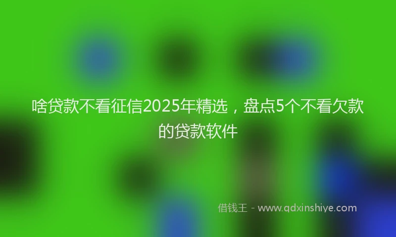 啥贷款不看征信2025年精选，盘点5个不看欠款的贷款软件