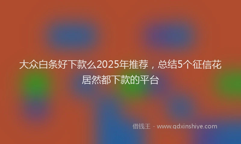 大众白条好下款么2025年推荐，总结5个征信花居然都下款的平台