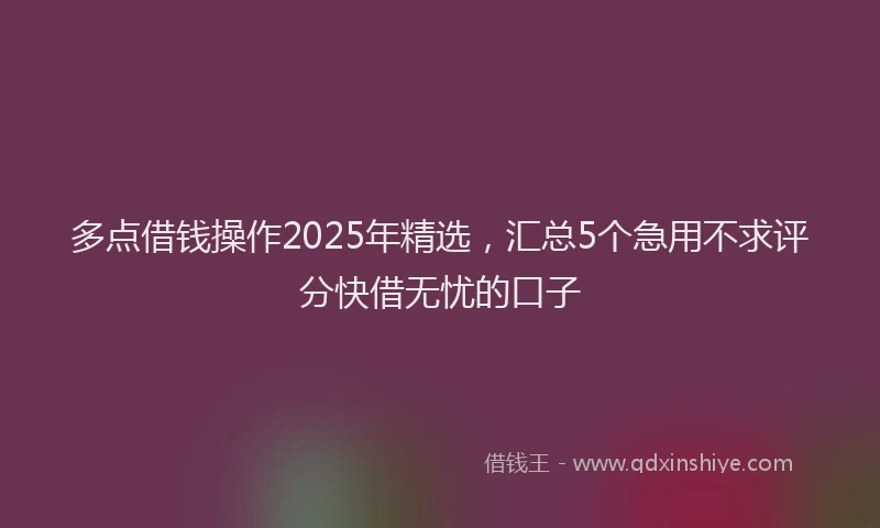 多点借钱操作2025年精选，汇总5个急用不求评分快借无忧的口子