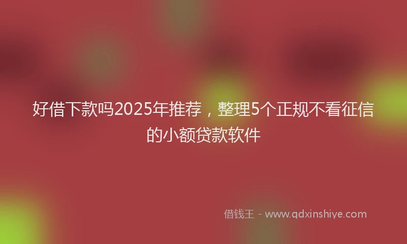 好借下款吗2025年推荐，整理5个正规不看征信的小额贷款软件