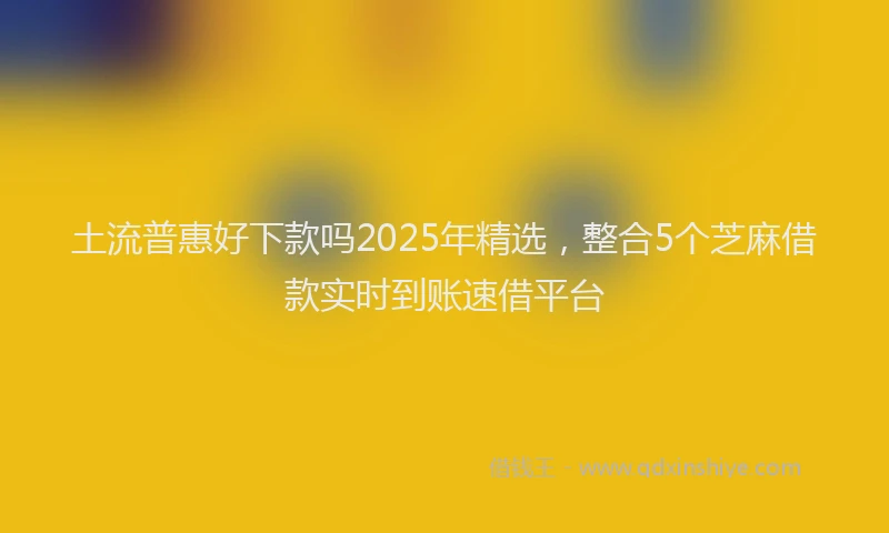 土流普惠好下款吗2025年精选，整合5个芝麻借款实时到账速借平台