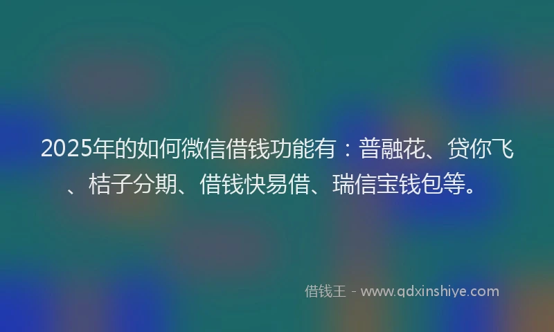 2025年的如何微信借钱功能有：普融花、贷你飞、桔子分期、借钱快易借、瑞信宝钱包等。