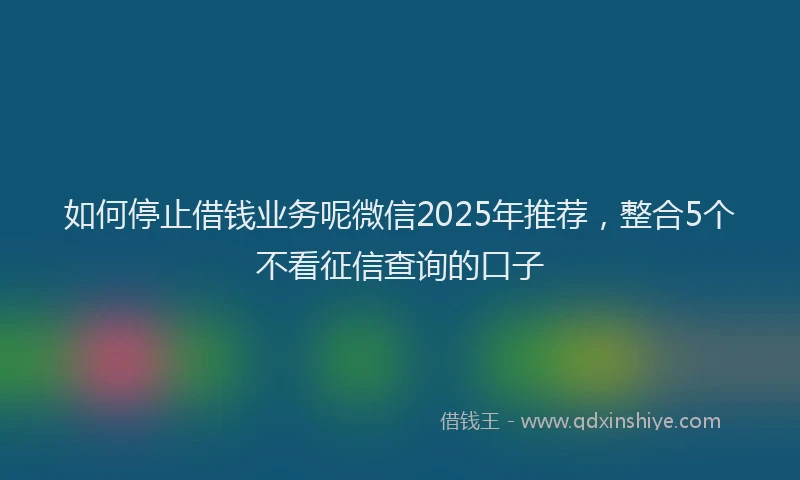 如何停止借钱业务呢微信2025年推荐，整合5个不看征信查询的口子