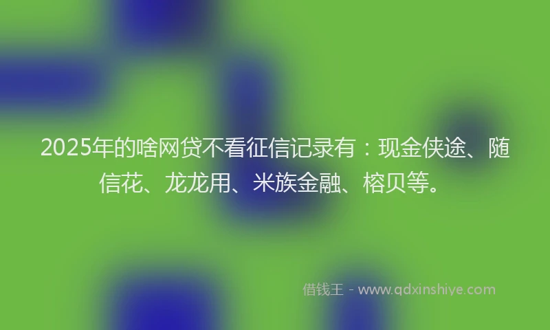 2025年的啥网贷不看征信记录有：现金侠途、随信花、龙龙用、米族金融、榕贝等。