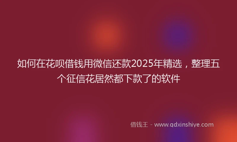 如何在花呗借钱用微信还款2025年精选，整理五个征信花居然都下款了的软件