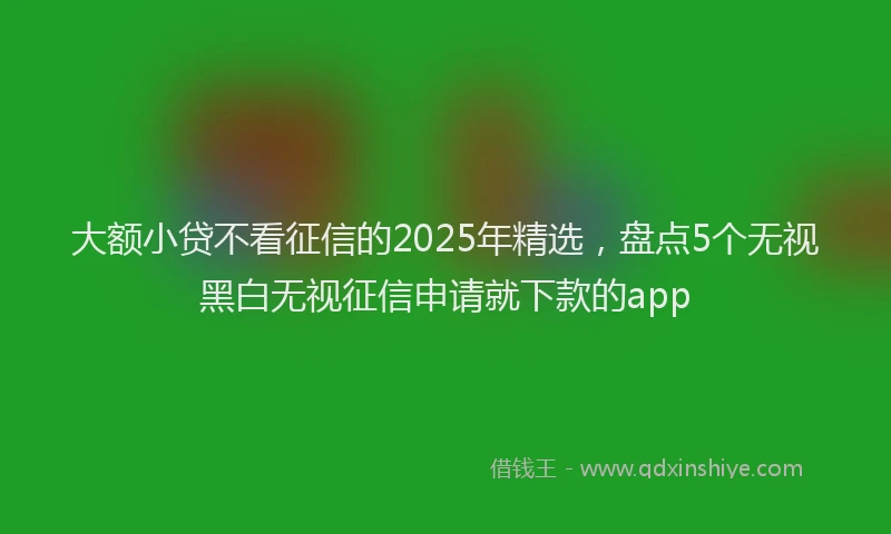 大额小贷不看征信的2025年精选，盘点5个无视黑白无视征信申请就下款的app