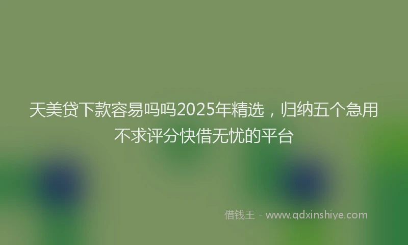 天美贷下款容易吗吗2025年精选，归纳五个急用不求评分快借无忧的平台
