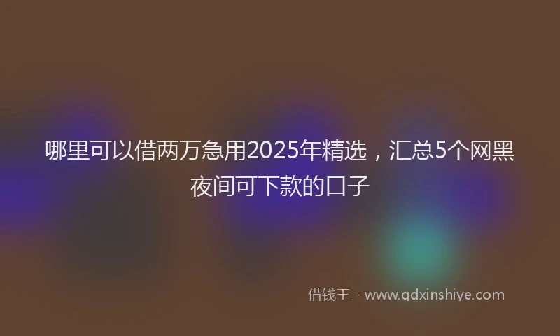 哪里可以借两万急用2025年精选，汇总5个网黑夜间可下款的口子