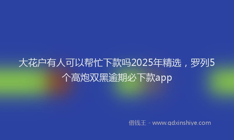 大花户有人可以帮忙下款吗2025年精选，罗列5个高炮双黑逾期必下款app