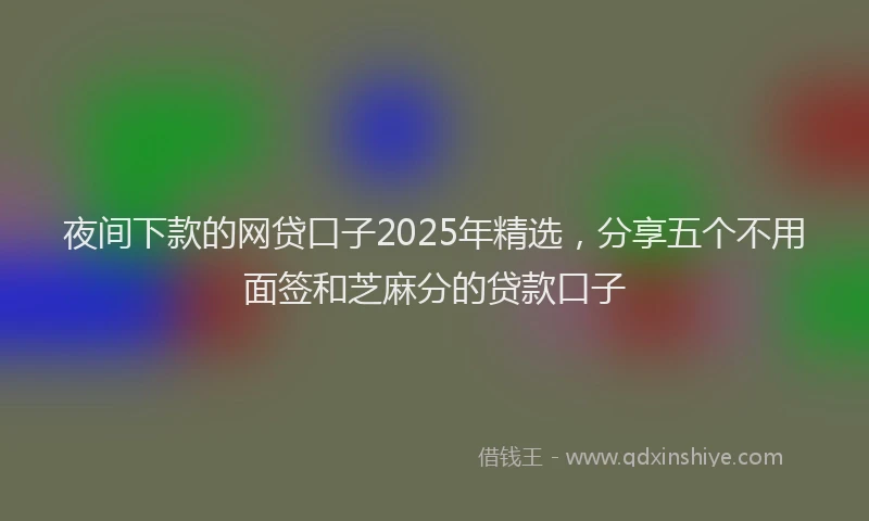 夜间下款的网贷口子2025年精选，分享五个不用面签和芝麻分的贷款口子