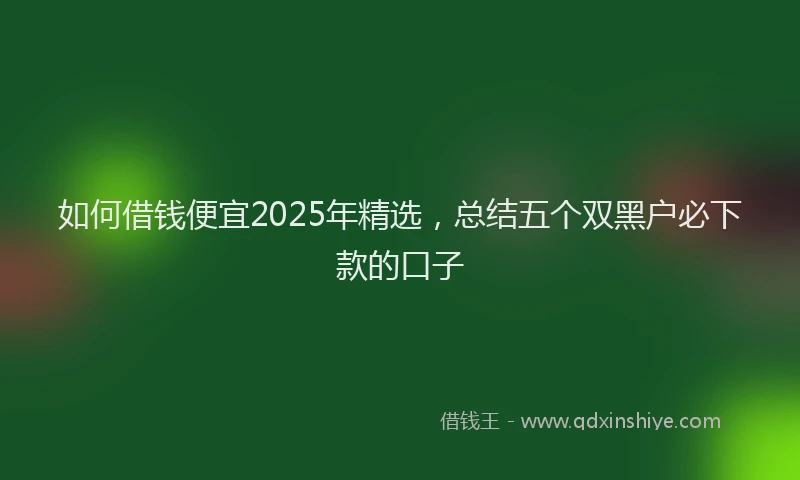 如何借钱便宜2025年精选，总结五个双黑户必下款的口子