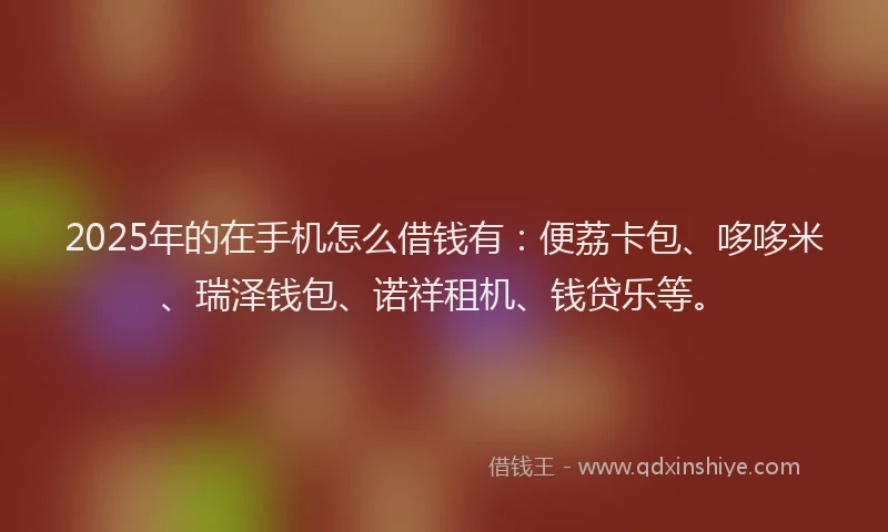 2025年的在手机怎么借钱有：便荔卡包、哆哆米、瑞泽钱包、诺祥租机、钱贷乐等。
