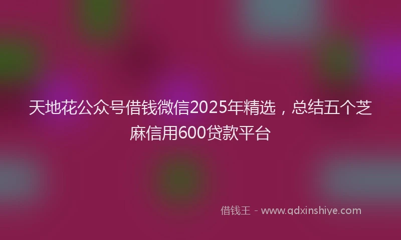 天地花公众号借钱微信2025年精选，总结五个芝麻信用600贷款平台
