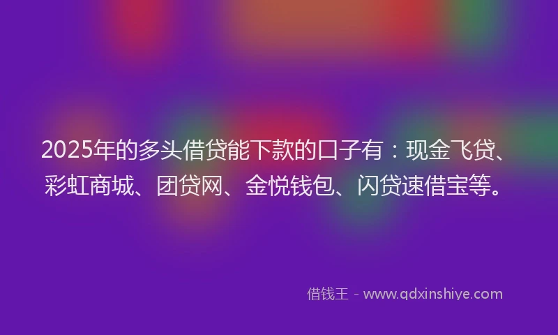 2025年的多头借贷能下款的口子有：现金飞贷、彩虹商城、团贷网、金悦钱包、闪贷速借宝等。