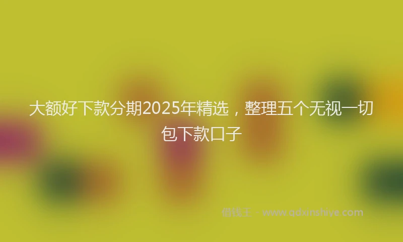 大额好下款分期2025年精选，整理五个无视一切包下款口子