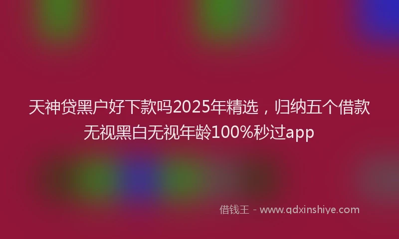 天神贷黑户好下款吗2025年精选，归纳五个借款无视黑白无视年龄100%秒过app