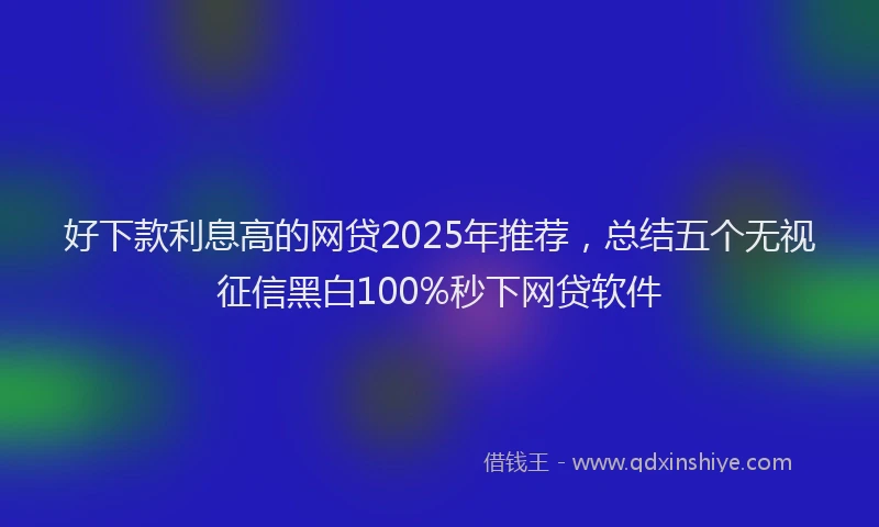 好下款利息高的网贷2025年推荐，总结五个无视征信黑白100%秒下网贷软件