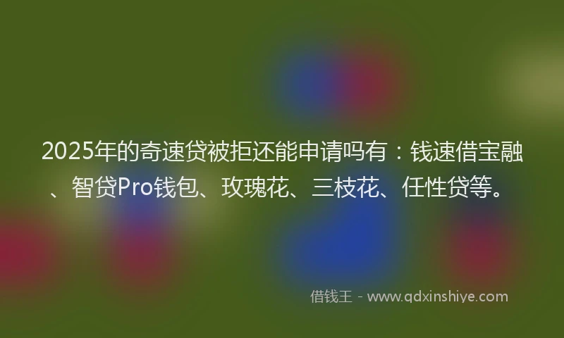 2025年的奇速贷被拒还能申请吗有：钱速借宝融、智贷Pro钱包、玫瑰花、三枝花、任性贷等。