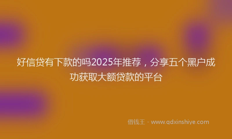 好信贷有下款的吗2025年推荐，分享五个黑户成功获取大额贷款的平台