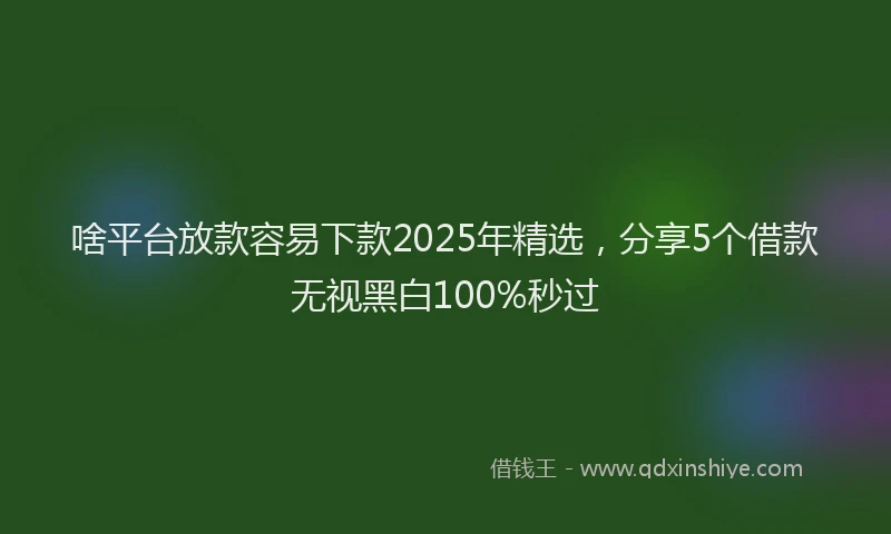 啥平台放款容易下款2025年精选，分享5个借款无视黑白100%秒过