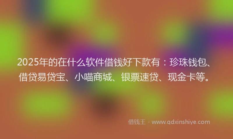 2025年的在什么软件借钱好下款有：珍珠钱包、借贷易贷宝、小喵商城、银票速贷、现金卡等。