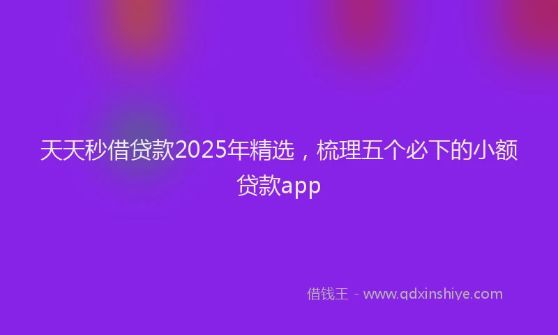 天天秒借贷款2025年精选，梳理五个必下的小额贷款app