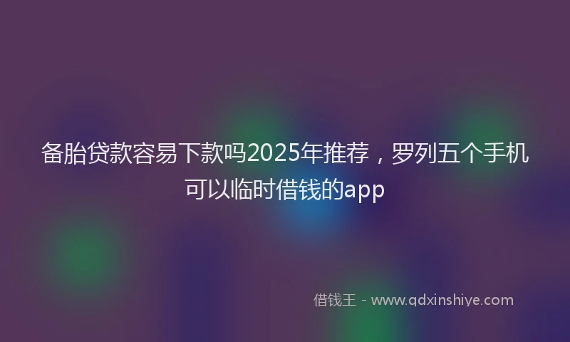 备胎贷款容易下款吗2025年推荐，罗列五个手机可以临时借钱的app