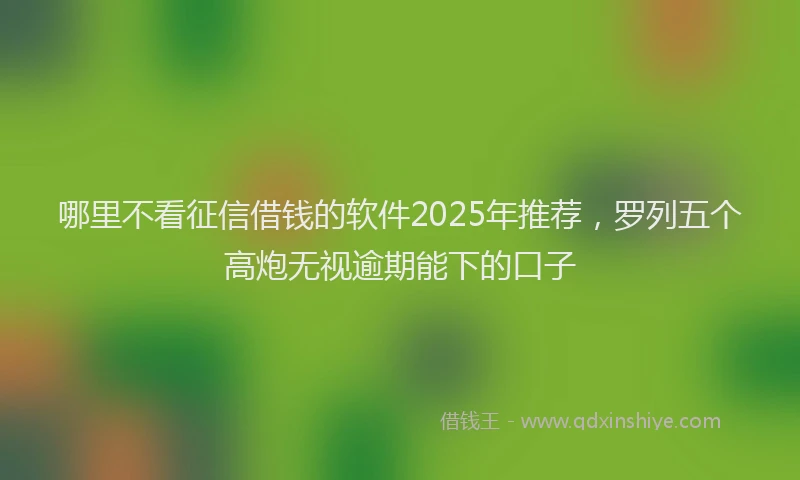 哪里不看征信借钱的软件2025年推荐，罗列五个高炮无视逾期能下的口子