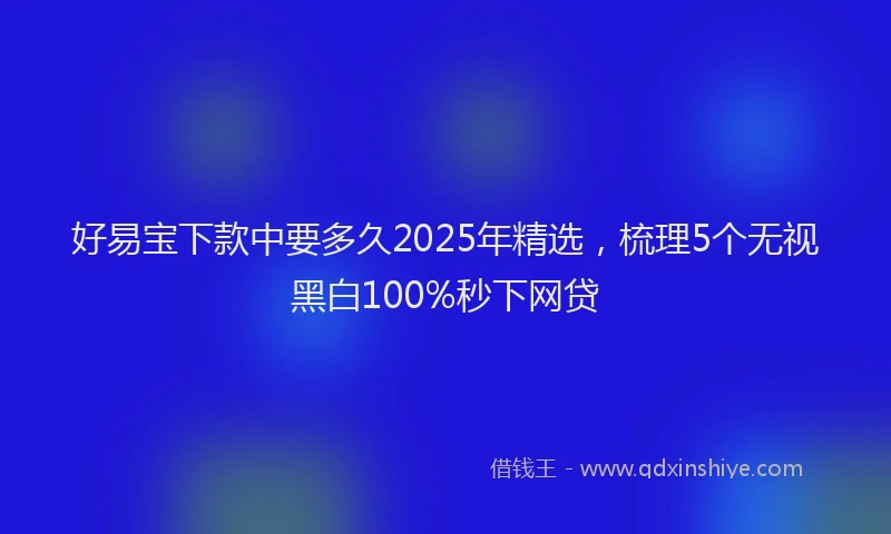 好易宝下款中要多久2025年精选，梳理5个无视黑白100%秒下网贷