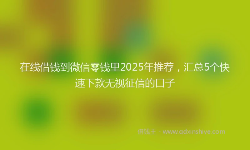 在线借钱到微信零钱里2025年推荐，汇总5个快速下款无视征信的口子