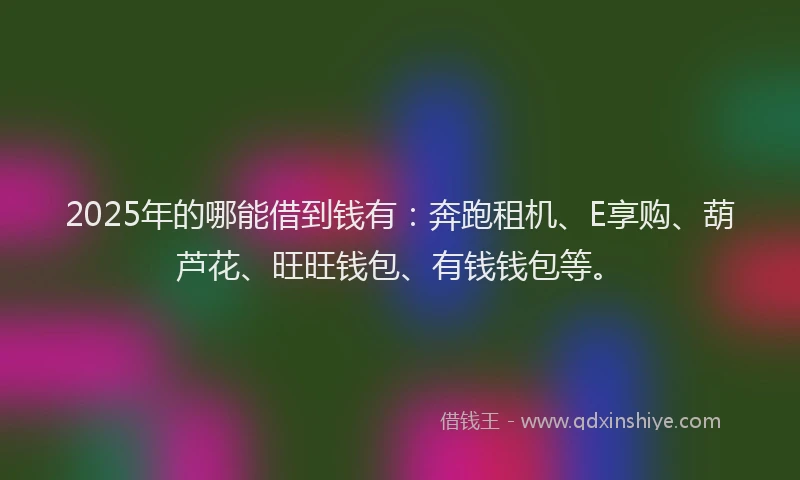2025年的哪能借到钱有：奔跑租机、E享购、葫芦花、旺旺钱包、有钱钱包等。