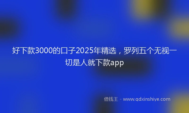 好下款3000的口子2025年精选，罗列五个无视一切是人就下款app