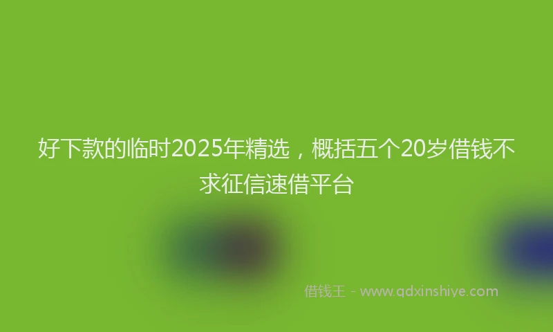 好下款的临时2025年精选，概括五个20岁借钱不求征信速借平台