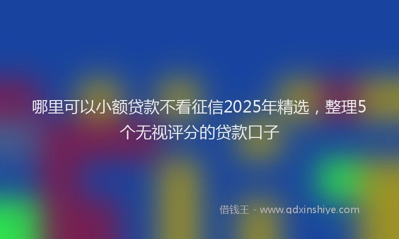 哪里可以小额贷款不看征信2025年精选，整理5个无视评分的贷款口子