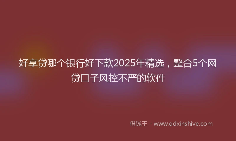 好享贷哪个银行好下款2025年精选，整合5个网贷口子风控不严的软件