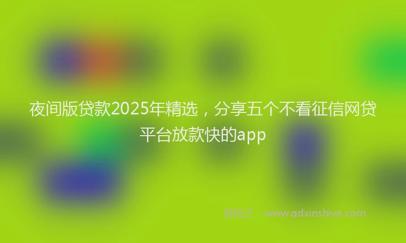 夜间版贷款2025年精选，分享五个不看征信网贷平台放款快的app