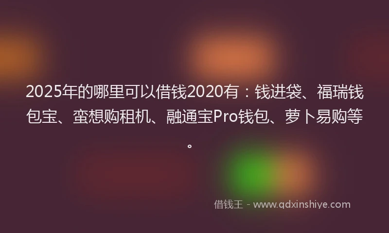 2025年的哪里可以借钱2020有：钱进袋、福瑞钱包宝、蛮想购租机、融通宝Pro钱包、萝卜易购等。