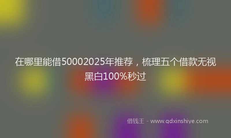 在哪里能借50002025年推荐，梳理五个借款无视黑白100%秒过