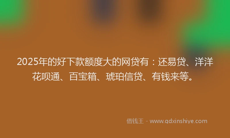 2025年的好下款额度大的网贷有：还易贷、洋洋花呗通、百宝箱、琥珀信贷、有钱来等。