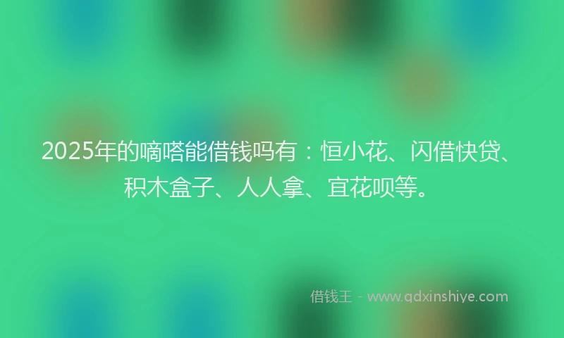 2025年的嘀嗒能借钱吗有：恒小花、闪借快贷、积木盒子、人人拿、宜花呗等。