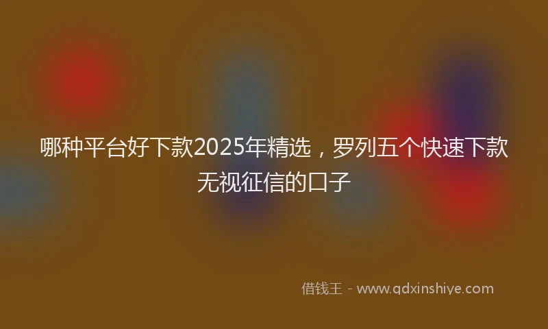 哪种平台好下款2025年精选，罗列五个快速下款无视征信的口子