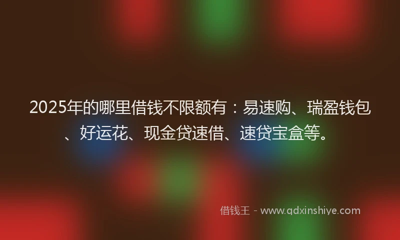 2025年的哪里借钱不限额有：易速购、瑞盈钱包、好运花、现金贷速借、速贷宝盒等。