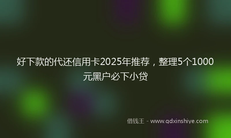 好下款的代还信用卡2025年推荐，整理5个1000元黑户必下小贷