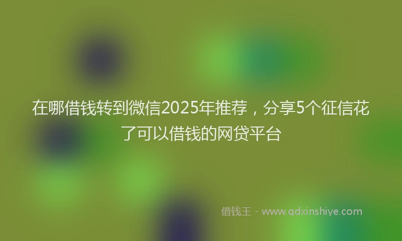 在哪借钱转到微信2025年推荐，分享5个征信花了可以借钱的网贷平台